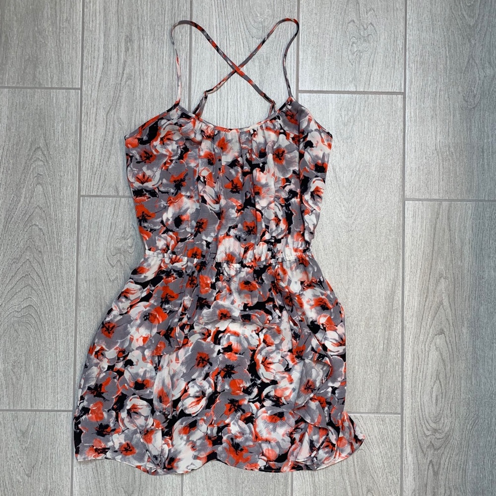 Boutique Summer Floral Mini Cross Back Dress Small